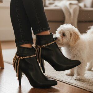 Women Gold Metal Chain 2 Boot Bracelets Shoe Multi Strand Waves Charm Anklet SET